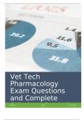 Vet Tech Pharmacology Exam Questions and Complete Solutions Graded A+