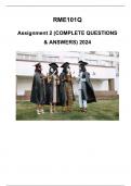 RME101Q Assignment 2 (COMPLETE QUESTIONS & ANSWERS) 2024