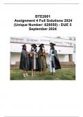 BTE2601 Assignment 4 COMPLETE ANSWERS) 2024 (620050) - DUE 5 September 2024  100% satisfaction guarantee