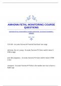 AWHONN FETAL MONITORING COURSE QUESTIONS |ACCURATE ANSWERS |VERIFIED