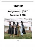 FIN2601 Assignment 1 (COMPLETE QUESTIONS & ANSWERS) Semester 2 2024 ; 100% satisfaction guarantee