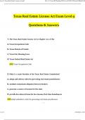 Texas Real Estate License Act.pdf  Level 9 (2024 / 2025) Actual Questions with Verified Answers, 100% Guarantee Pass