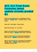 ACC 312 Final Exam Formulas latest update already graded A+