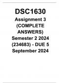 DSC1630 Assignment 3 (COMPLETE ANSWERS) Semester 2 2024 (234683) - DUE 5 September 2024 ; 100% TRUSTED Complete, trusted solutions and explanations.