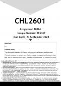 CHL2601 Assignment 8 (ANSWERS) 2024 - DISTINCTION GUARANTEED