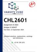 CHL2601 Assignment 8 (DETAILED ANSWERS) 2024 - DISTINCTION GUARANTEED