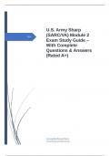 U.S. Army Sharp (SARC/VA) Module 2 Exam Study Guide – With Complete Questions & Answers (Rated A+)