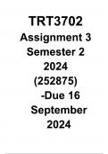 TRT3702 Assignment 3 Semester 2 2024 (252875) - Due 16 September 2024.