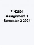 FIN2601 Assignment 1 Semester 2 2024 (COMPLETE QUALITY DETAILED ANSWERS)- 100% satisfaction ,explanations and solutions