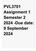 PVL3701 Assignment 1 Semester 2 2024 -Due 9 September 2024 (COMPLETE QUALITY DETAILED ANSWERS)- 100% satisfaction ,explanations and solutions