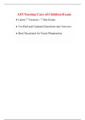 ATI RN Nursing Care of Children Proctored Exam (7 Versions, 2021) / RN ATI Nursing Care of Children Proctored Exam & ATI PN Nursing Care of Children Proctored Exam (7 Versions, 2021) / PN ATI Nursing Care of Children Proctored Exam (Download Either RN or 