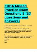 CHDA Missed Practice Exam Questions 2 (37 questions and answers).