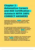 Chapter 2 - Automotive Careers and ASE Certification – Autotech WITH 100- CORRECT ANSWERS.