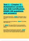 Test 1 - Chapter 2 - Automotive Careers and ASE Certification EXAM (38 questions and answers).