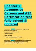 Chapter 2 Automotive Careers and ASE Certification test fully solved & updated.