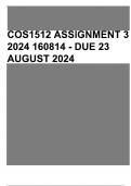 COS1512 Assignment 3 2024 (160814) - DUE 23 August 2024( detailed quality answers)- 100% verified ,explanations and solutions