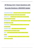 AP Biology Unit 1 Exam Questions with Accurate Solutions | 2024/2025 Update