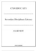 (WGU C738) EDUC 3275 - Secondary Disciplinary Literacy - OA Review 20242025