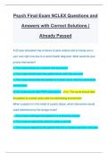 Psych Final Exam NCLEX Questions and Answers with Correct Solutions | Already Passed