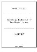 (WGU D092) EDUC 2214 - Educational Technology for Teaching & Learning - OA Review 20242025.