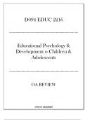 (WGU D094) EDUC 2216 - Educational Psychology & Development - OA Review 20242025