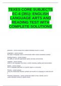 TEXES CORE SUBJECTS EC-6 (391): ENGLISH LANGUAGE ARTS AND READING TEST WITH COMPLETE SOLUTIONS