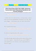 BYU Final Exam GOVT-041-S003: American  Government and Citizenship Questions and  Correct Answers