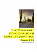 HRM3701 Assignment 1 (COMPLETE ANSWERS) Semester 2 2024 (585848) - DUE 26 August 2024