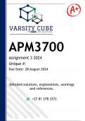 APM3700 Assignment 3 (DETAILED ANSWERS) 2024 - DISTINCTION GUARANTEED 