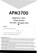 APM3700 Assignment 3 (ANSWERS) 2024 - DISTINCTION GUARANTEED