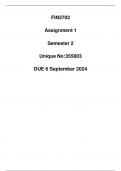 FIN3702 Assignment 1 Due 6 September 2024 (Detail Answers)