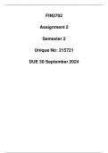 FIN3702 Assignment 2 Due 30 September 2024 (Detail Answers)