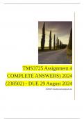 TMS3725 Assignment 4 COMPLETE ANSWERS) 2024 (238502) - DUE 29 August 2024