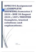 DPR3704 Assignment 1 (COMPLETE ANSWERS) Semester 2 2024 - DUE 30 August 2024 ; 100% TRUSTED Complete, trusted solutions and explanations. 