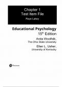 Test Bank For Educational Psychology 15th Edition By Anita Woolfolk (All Chapters, 100% Original Verified, A+ Grade)