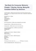 Test Bank for Consumer Behavior's: Buying, Having, and Being, 8th Canadian Edition by Solomon (ALL BUNDLED HERE!!!)