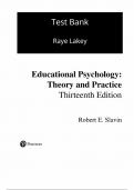 Test Bank For Educational Psychology: Theory and Practice 13th Edition by Robert E. Slavin All Chapters - 9780136912156