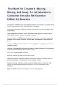  Test Bank for Chapter 1 - Buying, Having, and Being: An Introduction to Consumer Behavior 8th Canadian Edition by Solomon