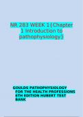 NR 283 WEEK 1{Chapter 1 Introduction to pathophysiology} 