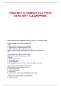 PRACTICE QUESTIONS CNA STATE EXAM WITH ALL ANSWERS