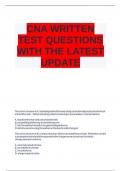 CNA WRITTEN TEST QUESTIONS WITH THE LATEST UPDATE