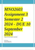 MNO2603 Assignment 3 (COMPLETE ANSWERS) Semester 2 2024 - DUE 10 September 2024 ; 100% TRUSTED Complete, trusted solutions and explanations. 