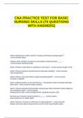 CNA PRACTICE TEST FOR BASIC NURSING SKILLS (70 QUESTIONS WITH ANSWERS)