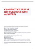 CNA PRACTICE TEST #1 (100 QUESTIONS WITH ANSWERS)