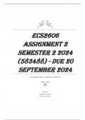 ECS2606 Assignment 2 (COMPLETE ANSWERS) Semester 2 2024 (583488) - DUE 20 September 2024 Course Environmental Economics (ECS2606) Institution University Of South Africa (Unisa) Book Environmental Economics