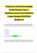 Praxis Art: Content Knowledge (5134) Practice Test 1 | Questions and Correct Solutions | Latest Update 2024/2025 | Graded A+