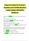 Praxis Art Content 5134 Exam | Questions and Verified Solutions | Latest Update 2024/2025 | Graded A+