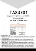 TAX3701 Assignment 1 (ANSWERS) Semester 2 2024 - DISTINCTION GUARANTEED