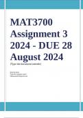 MAT3700 Assignment 3 (COMPLETE ANSWERS)2024 - DUE 28 August 2024 ; 100% TRUSTED Complete, trusted solutions and explanations. Ensure your success with us.. 