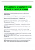 Phlebotomy Chapter 9 Test Questions and Answers